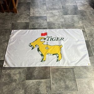 Tiger Wood THE GOAT Golf Flag Tapestry With Rivets 58 x 35.5 Inch